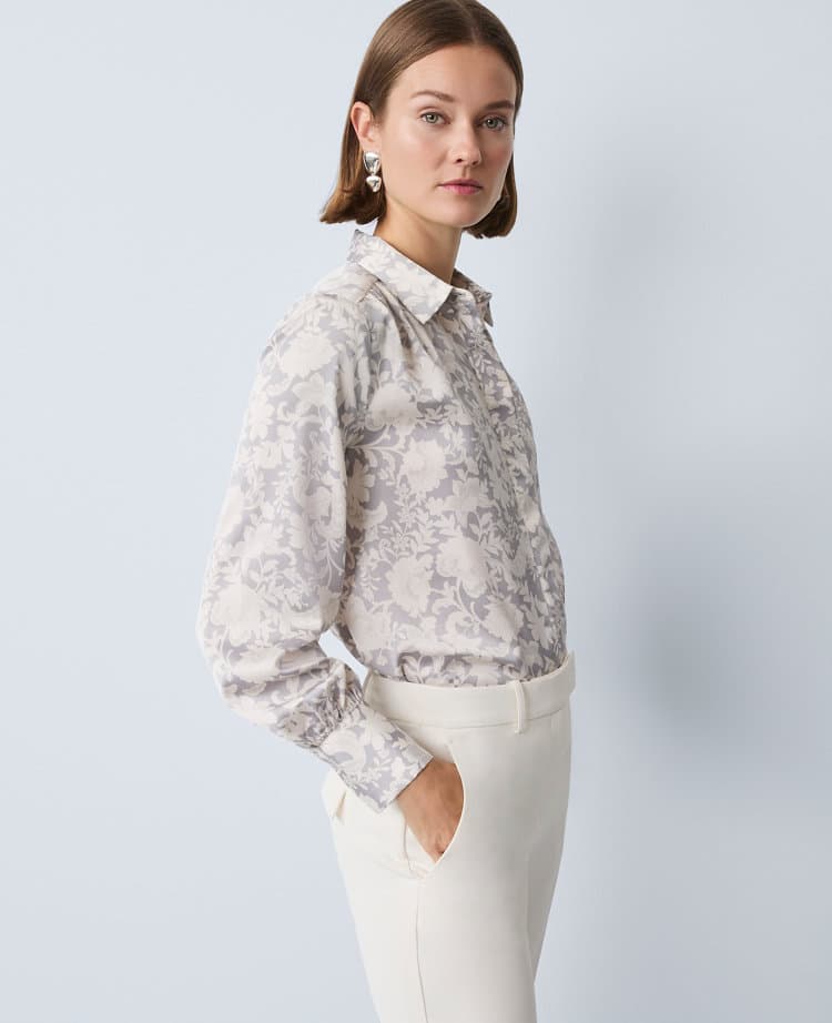 Floral Satin Button Down Shirt
