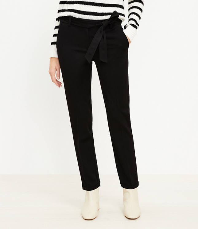 Petite Curvy Devin Tie Waist Slim Pants - image 1