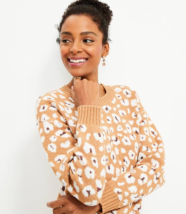 Petite Shimmer Animal Print Sweater Dress - image 2