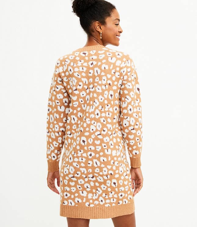 Petite Shimmer Animal Print Sweater Dress - image 3