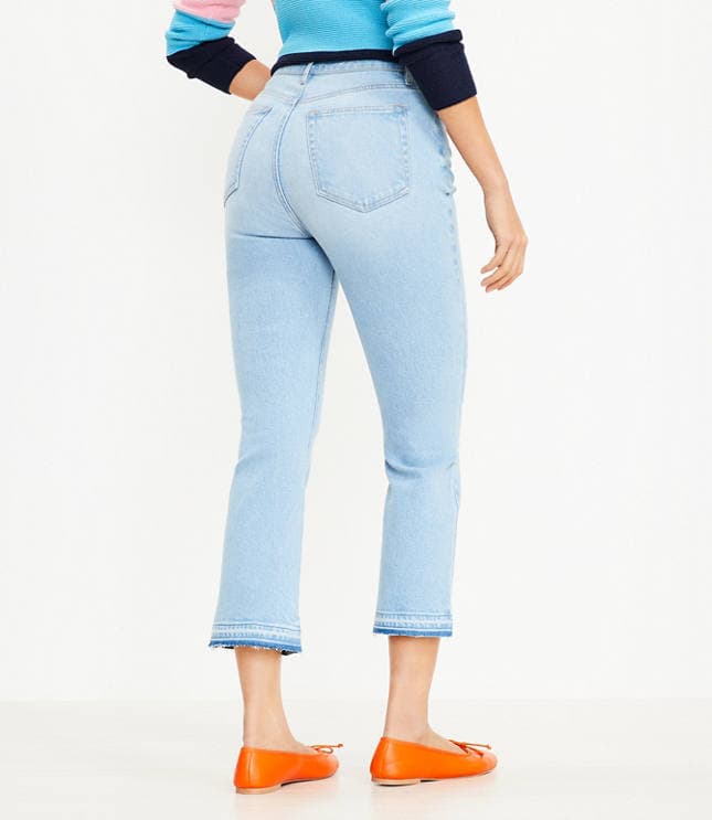 Curvy Let Down Hem High Rise Kick Crop Jeans in Vivid Light Indigo Wash - image 2