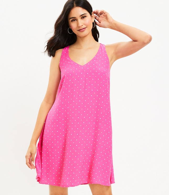 Petite Dotted Criss Cross Back Swing Dress - image 1
