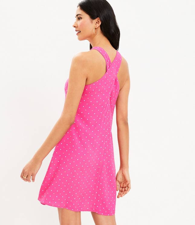 Petite Dotted Criss Cross Back Swing Dress - image 3