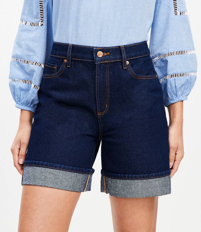A-Line High Rise Denim Shorts in Rinse Wash - image 2
