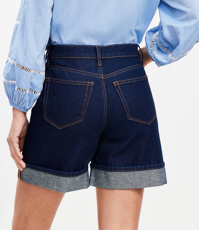 A-Line High Rise Denim Shorts in Rinse Wash - image 3