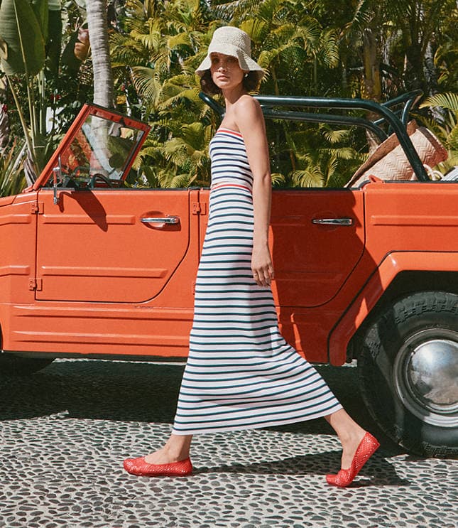 Stripe Ribbed Strapless Sweater - image 1