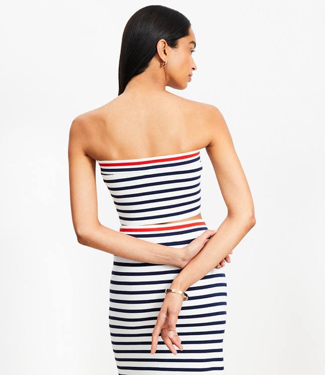 Stripe Ribbed Strapless Sweater - image 4