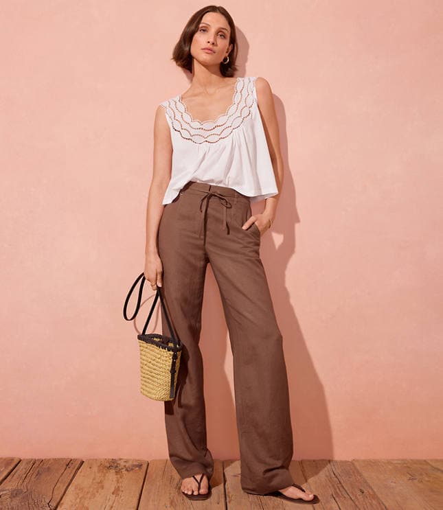 Straight Pants in Linen Blend - image 4
