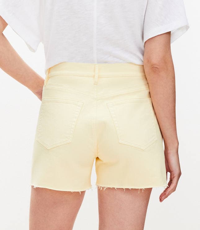 Fresh Cut High Rise Cut Off Denim Shorts in Lemon Brulee - image 2