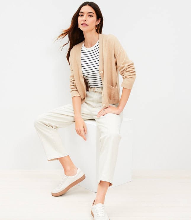 Pintucked High Rise Straight Jeans in Popcorn - image 2