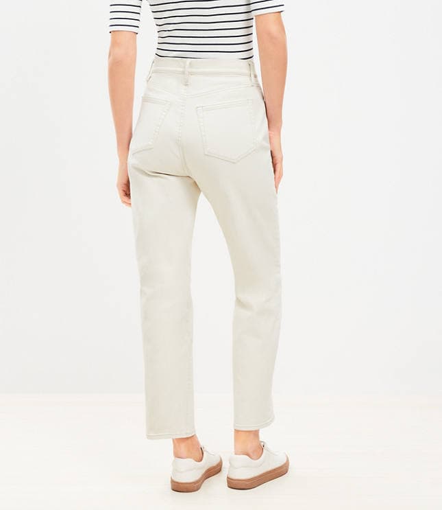 Pintucked High Rise Straight Jeans in Popcorn - image 3