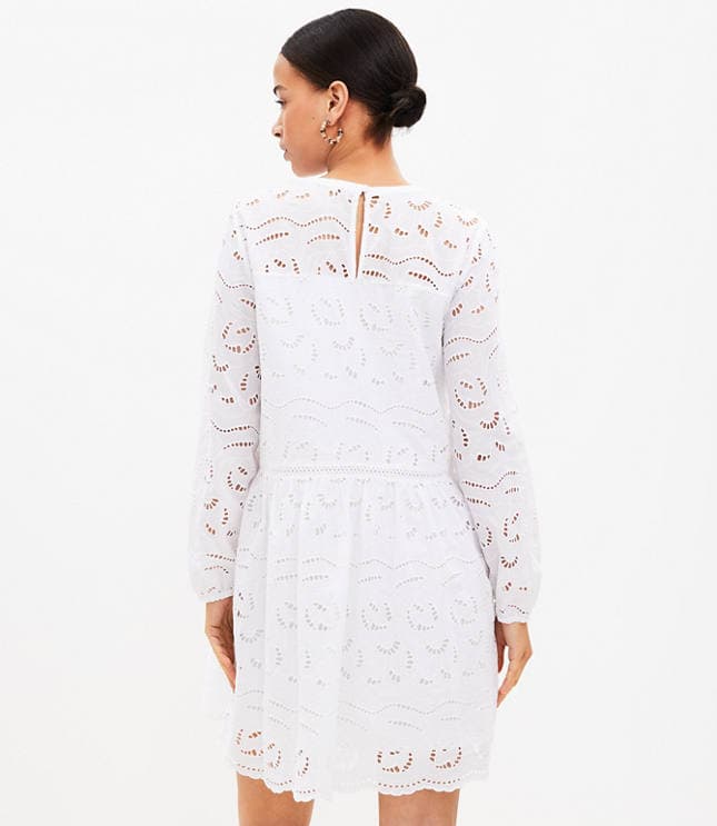 Eyelet Long Sleeve Swing Dress - image 3