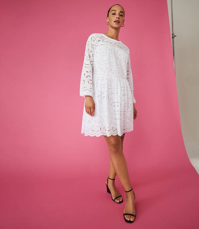 Eyelet Long Sleeve Swing Dress - image 4