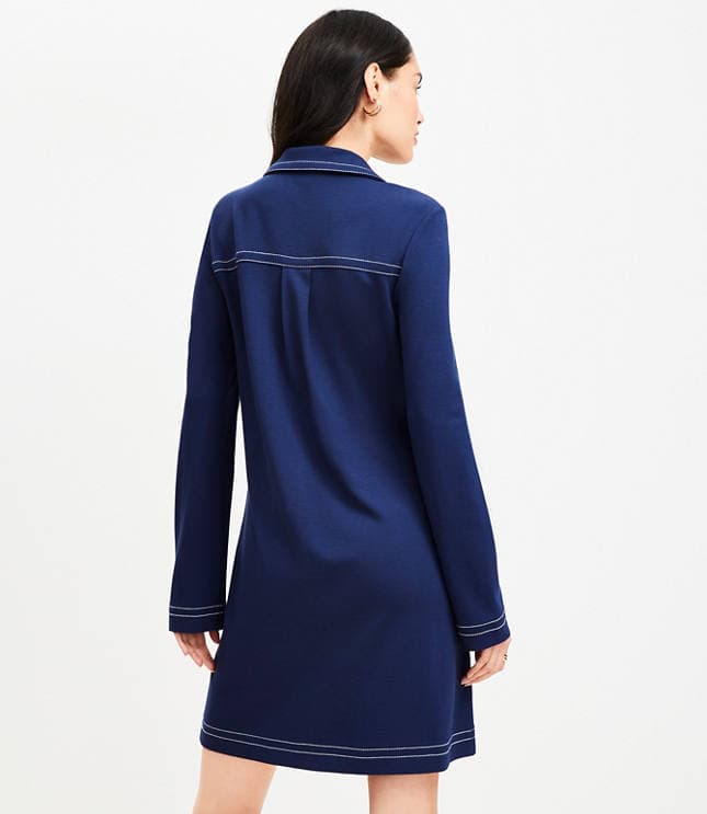Topstitched Ponte Mini Pocket Shirtdress - image 3