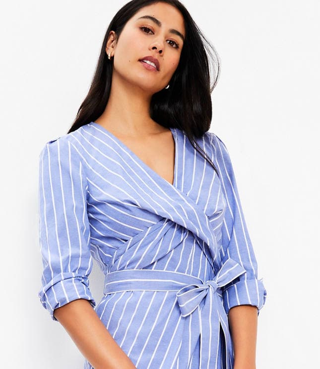 Stripe Twisted Midi Wrap Dress - image 2