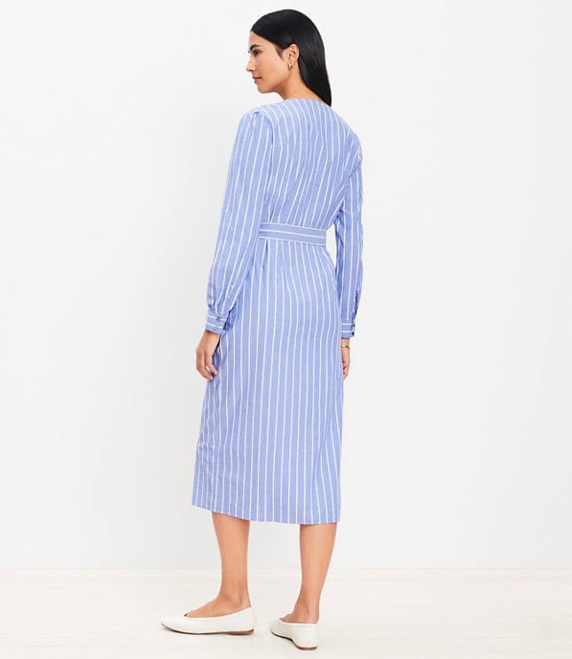 Stripe Twisted Midi Wrap Dress - image 3