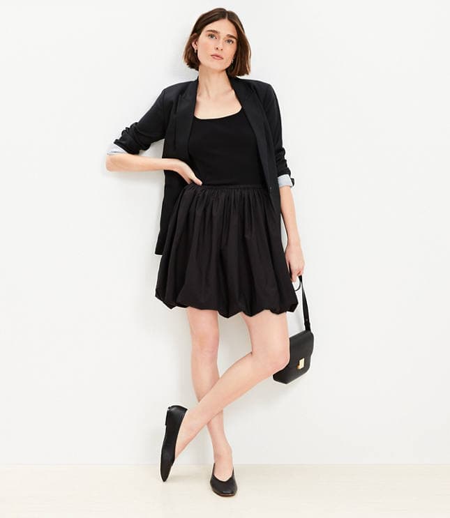 Poplin Ruched Bubble Mini Skirt - image 1