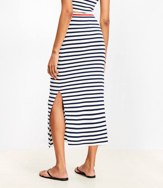 Stripe Ribbed Midi Sweater Skirt - image 3