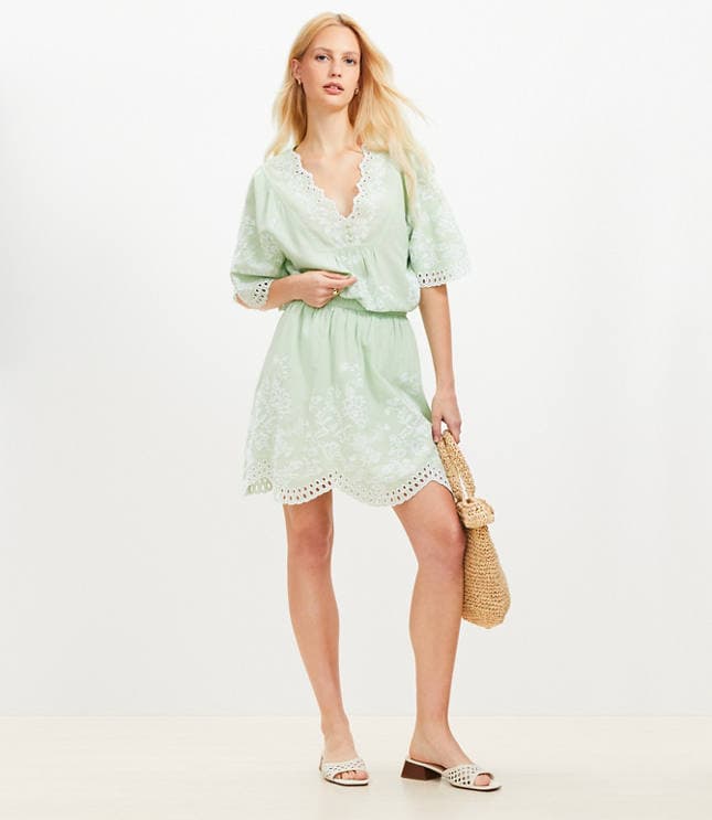 Floral Eyelet Mini Skirt