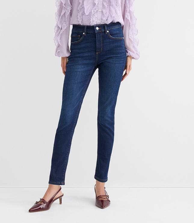 Petite Mid Rise Skinny Jeans in Vintage Dark Wash - image 2