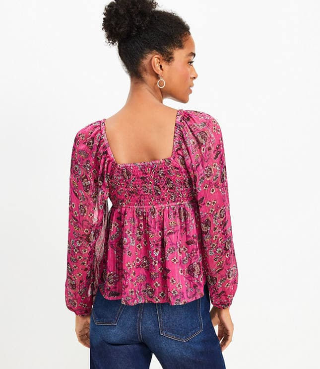 Shimmer Stripe Floral Halter Blouse - image 3