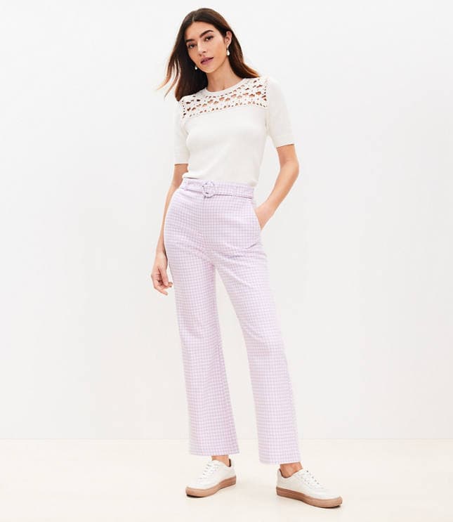 Belted Sutton Kick Crop Pants in Gingham - image 2
