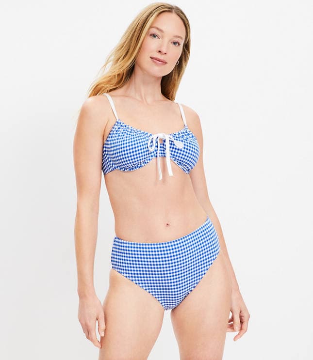 LOFT Beach Gingham High Waist Bikini Bottom - image 1