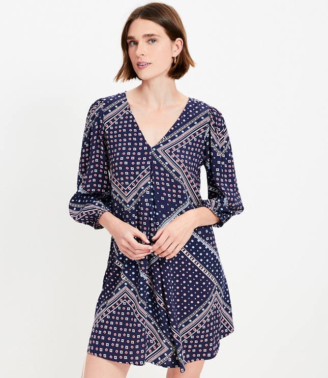 Bandana Print Pleated Mini Pocket Dress - image 1