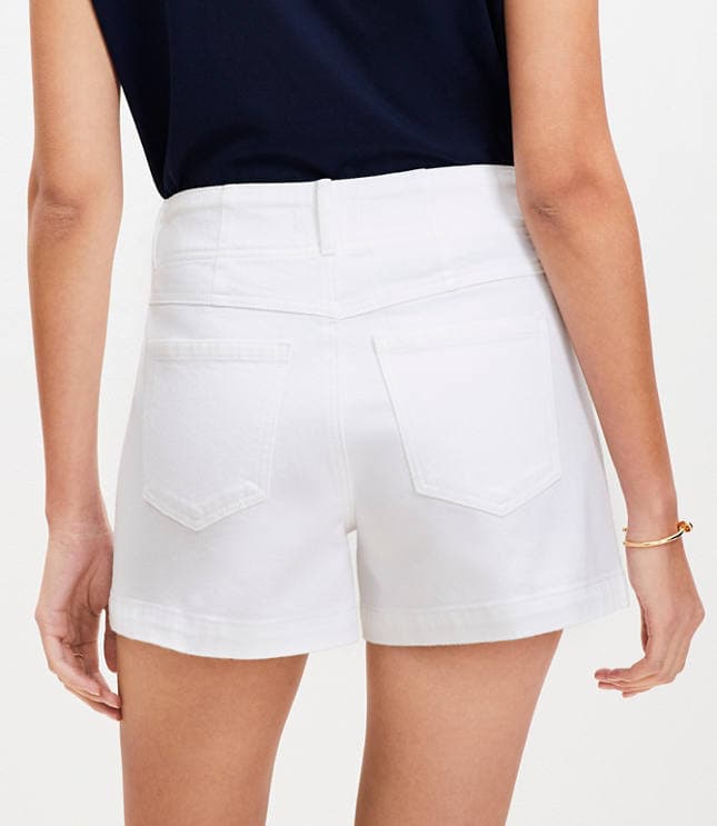 Seamed High Rise Denim Shorts in White - image 3