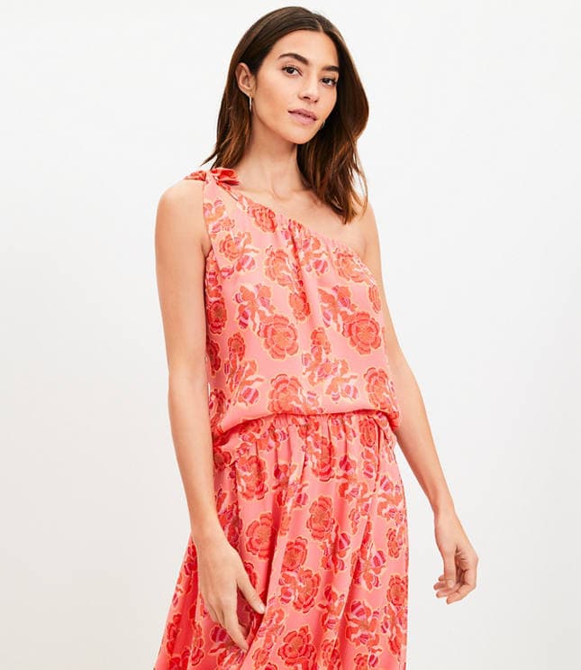 Textured Floral Tie Strap Off The Shoulder Top - image 1