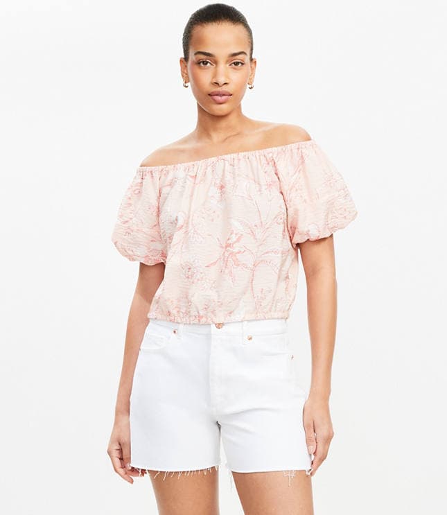 Bird Toile Off The Shoulder Bubble Top - image 2
