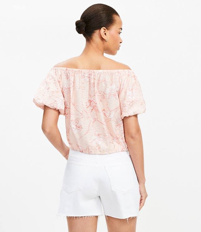 Bird Toile Off The Shoulder Bubble Top - image 3