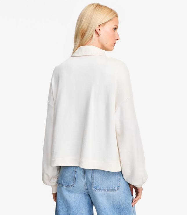 Mixed Media Polo Sweatshirt - image 3