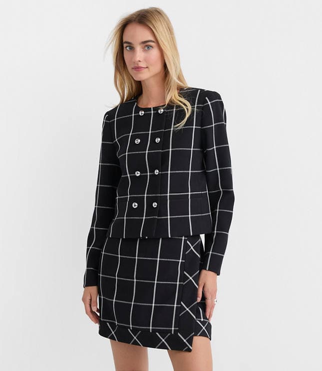 Windowpane Double Breasted Jacket - image 1