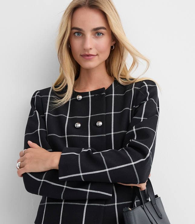 Windowpane Double Breasted Jacket - image 2