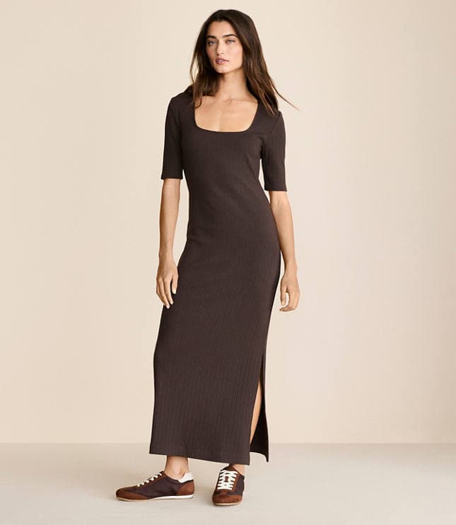Lou & Grey Ribbed Maxi Elbow Sleeve Dress - image 2