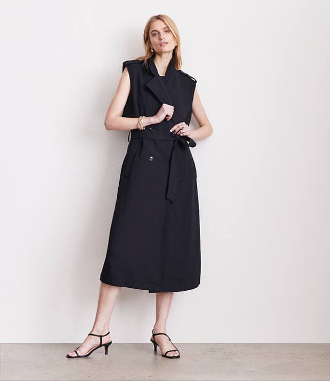 LOFT Versa Crepe Drape Trench Vest