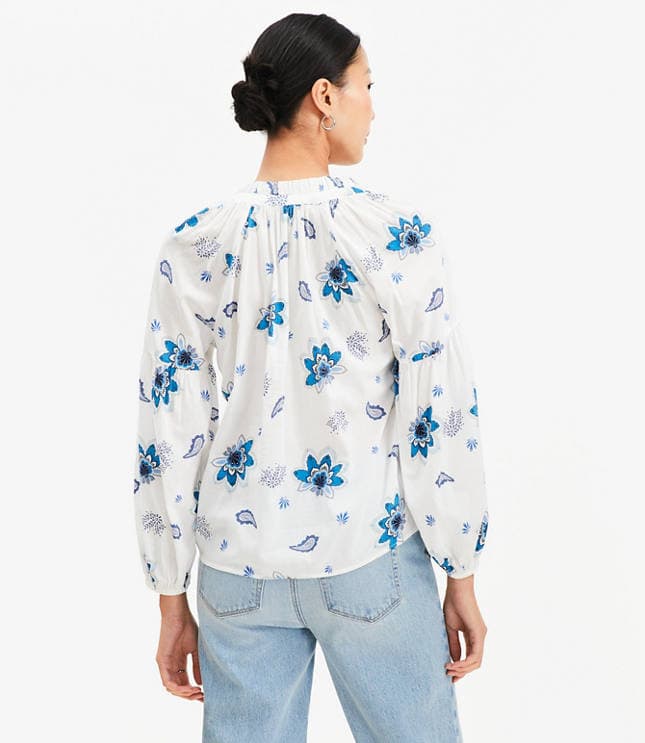 Paisley Ruffle Neck Poet Blouse - image 3