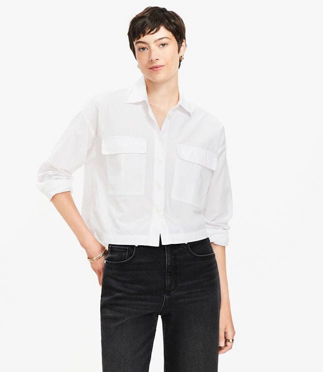 Petite Poplin Wide Sleeve Modern Utility Shirt - image 1