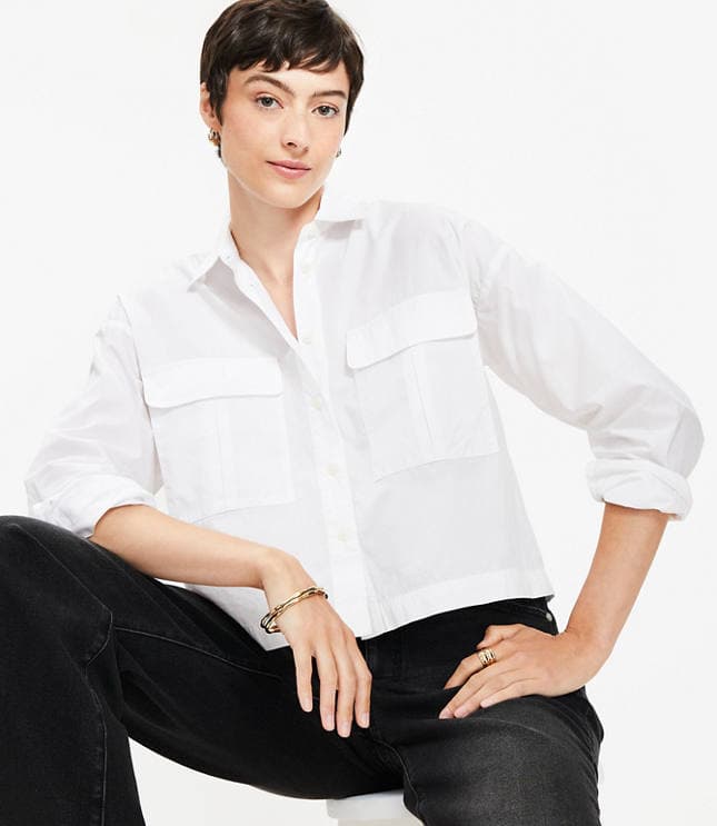 Petite Poplin Wide Sleeve Modern Utility Shirt - image 2