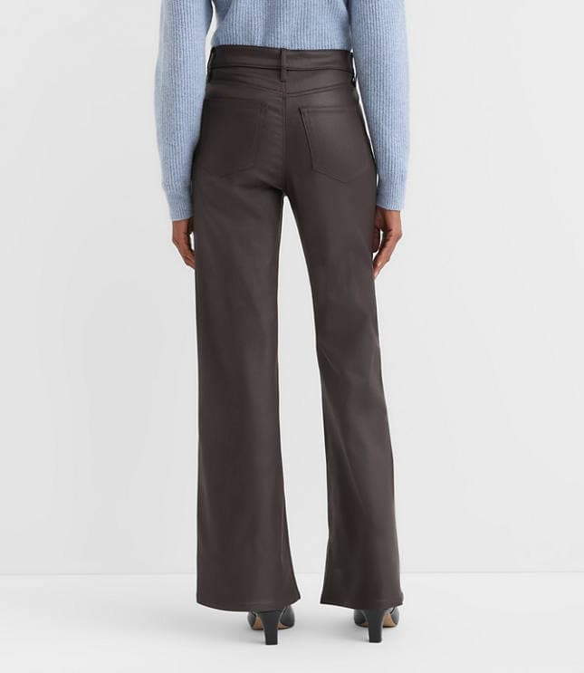 Coated High Rise Wide Leg Jeans in Brown - image 4