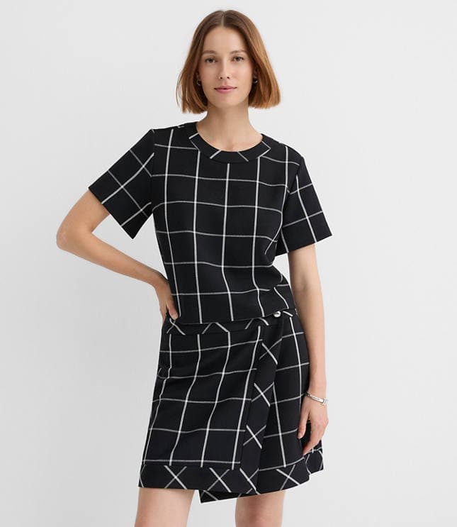 Windowpane Frame Neck Top - image 1