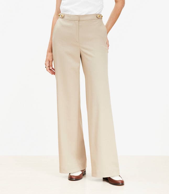Tab Waist Wide Leg Pants in Twill - image 2