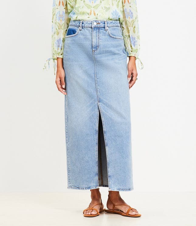 Denim Maxi Skirt in Light Vintage Wash - image 2