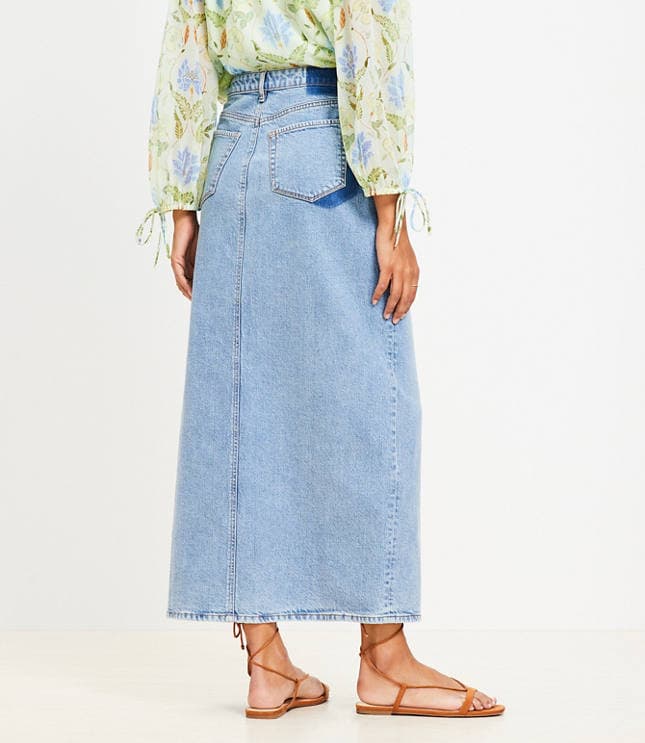 Denim Maxi Skirt in Light Vintage Wash - image 3