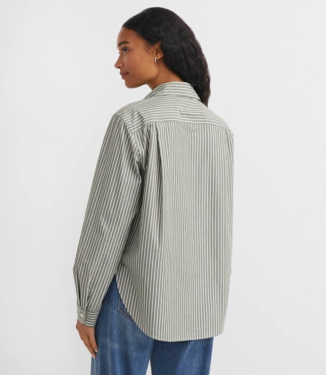Petite Striped Poplin Everyday Relaxed Pocket Shirt - image 3
