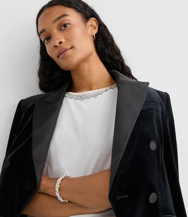 Crystal Beaded Neck Tee - image 4