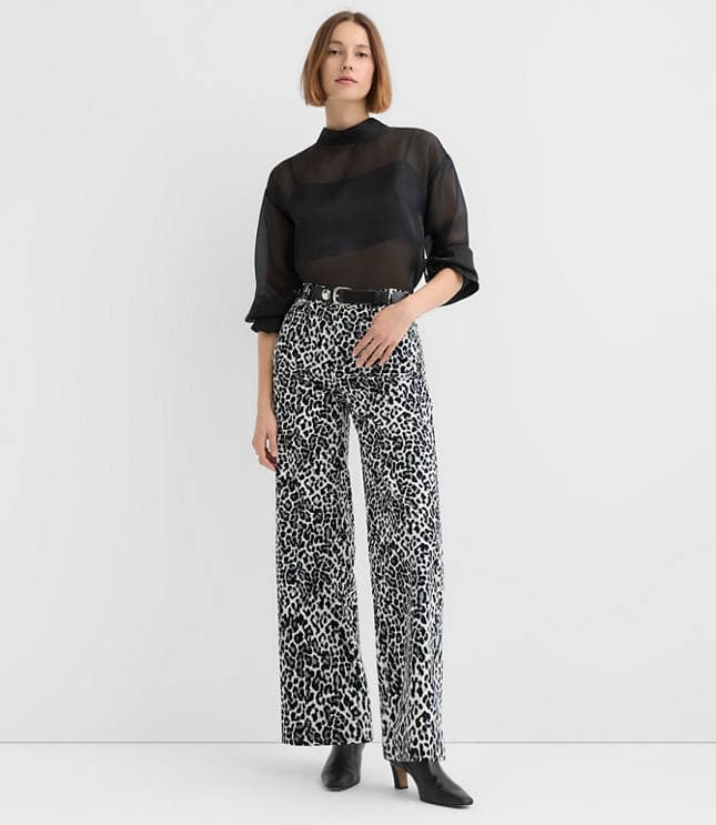 Petite Palmer Wide Leg Pants in Leopard Print Velvet - image 1