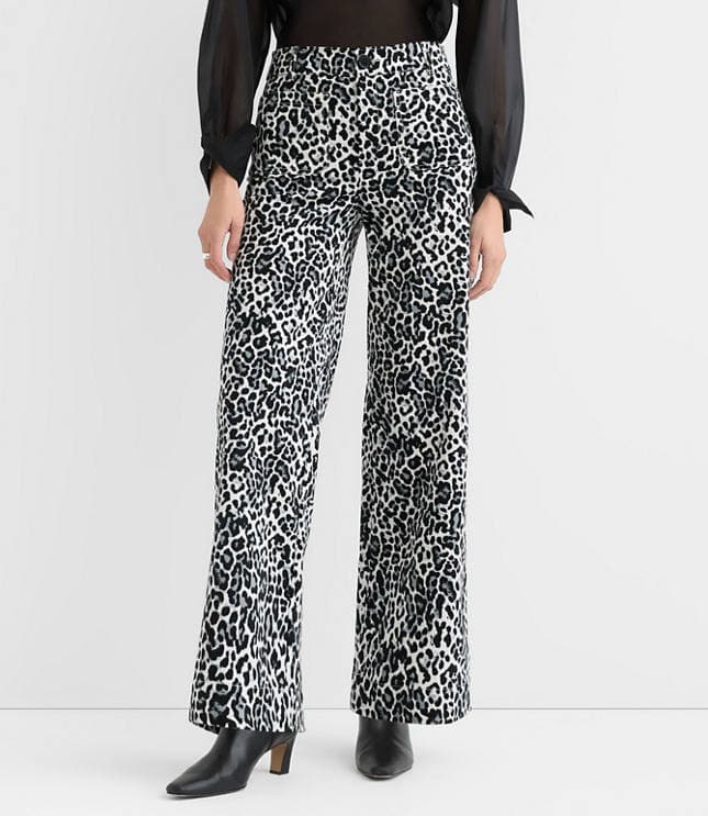 Petite Palmer Wide Leg Pants in Leopard Print Velvet - image 2