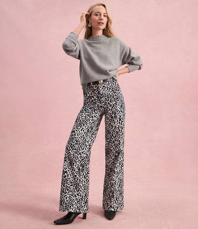 Petite Palmer Wide Leg Pants in Leopard Print Velvet - image 4